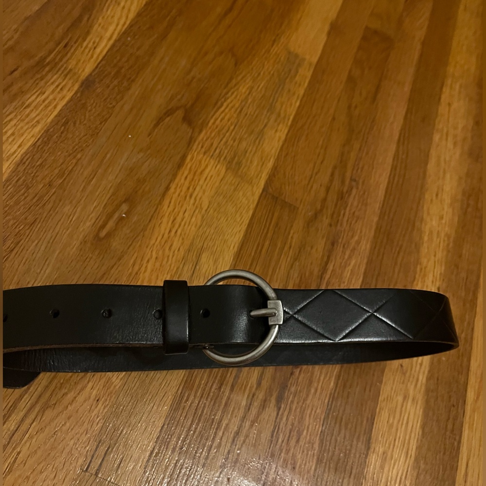 Black Leather Belt with Silver Buckle